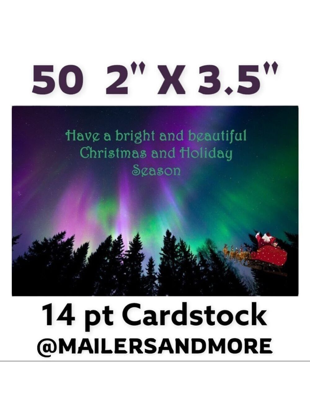 50 Santa Aurora Borealis Christmas Thank You Cards. PRICE IS FIRM